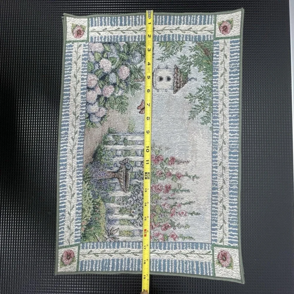 Vintage Set of 6 Tapestry Woven Floral Placemats Farmhouse Countryside Decor